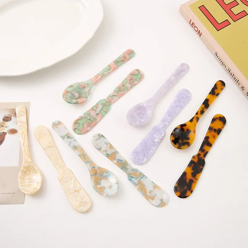 Acrylic Ice Spoons Cream Coffee Spoons Caviar Spoons Stirring Spoons Dessert Spoons Teaspoons Kitchen Crafts Tableware
