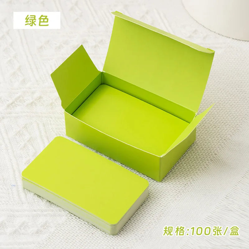 100Pcs/Box Colorful Blank Index Cards Thick Hard Cardstock DIY Handwriting Flash Cards  Study Memo Drawing Note Cards