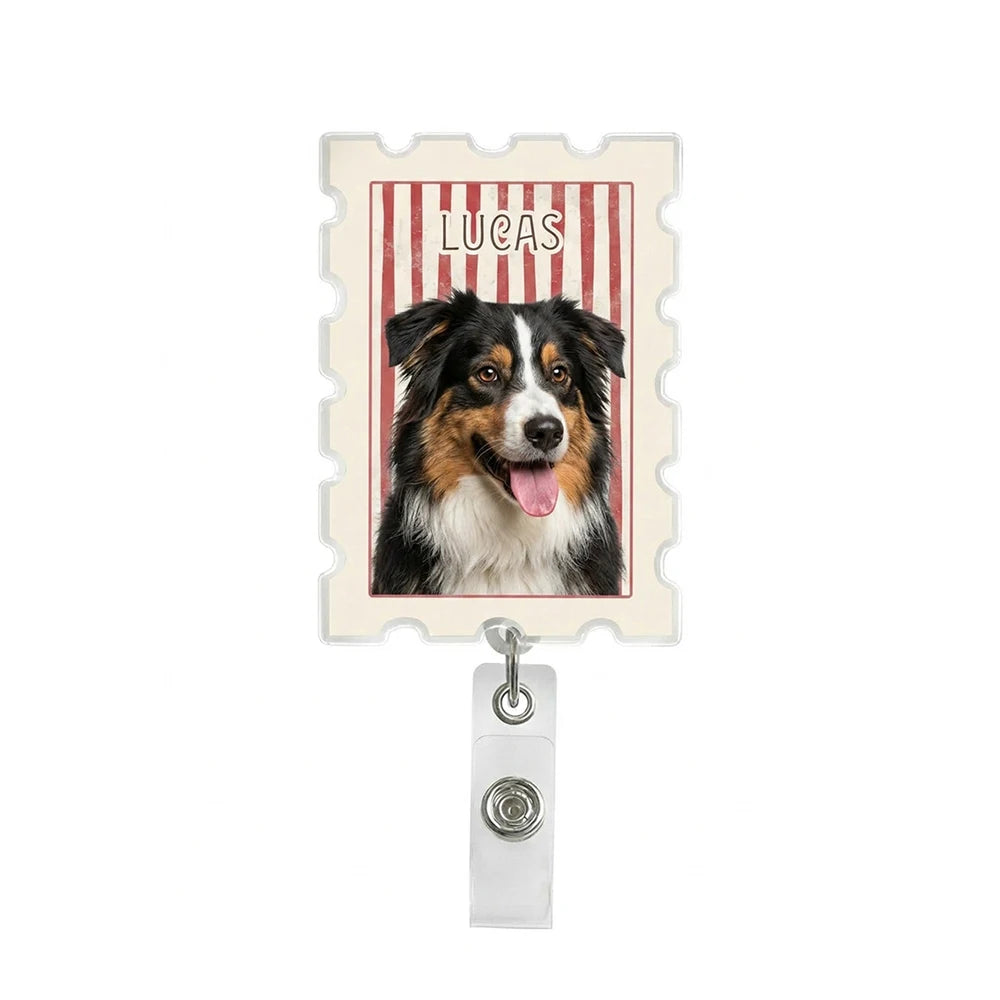 Personalized Custom Pet Picture Badge Reel,Upload Pet Photo & Name,Pet Lover Gift, Birthday, Healthcare Employees, Vet Tech