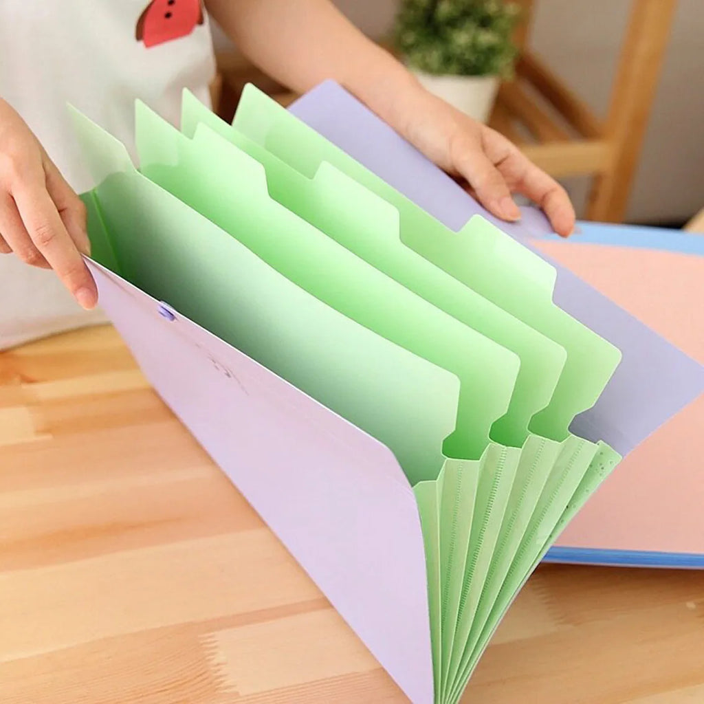 Classic 5-Page Accordion File Folders A4 Document Storage Bags Plastic Material Test Roll Holder Durable Expanding Folders