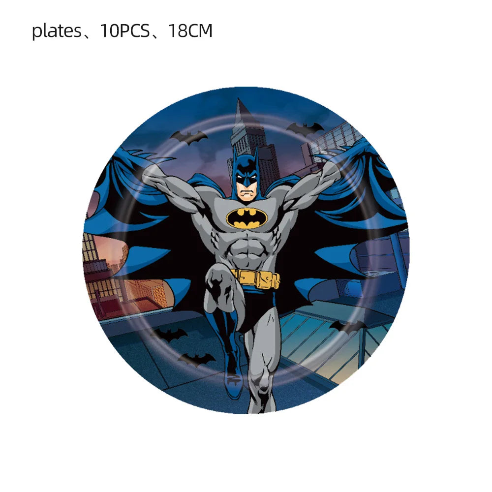 Batman Block Birthday Party Supplies Decoration Tableware Tablecloth Paper Cup Plate Napkin Cake Topper Kids Favors Gifts
