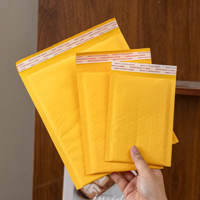 50/10pcs Kraft Bubble Envelopes Bags Mailers Self-adhesive Sealed Waterproof Business Shipping Bag Gift Packaging Storage Pouch