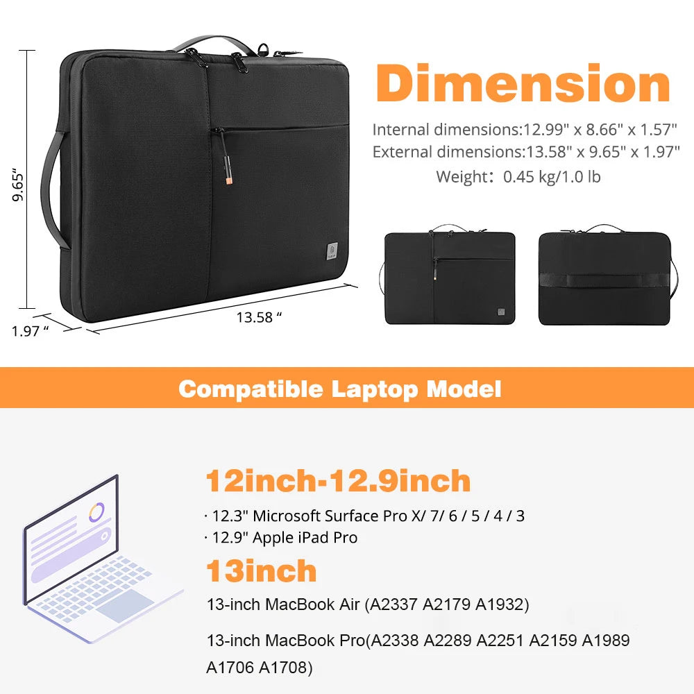 WIWU New Portable Laptop Sleeve 13 14 Double Layer Laptop Bag for MacBook Air 15 Air 13 2025 Case Waterproof Bag for Laptop 15.6