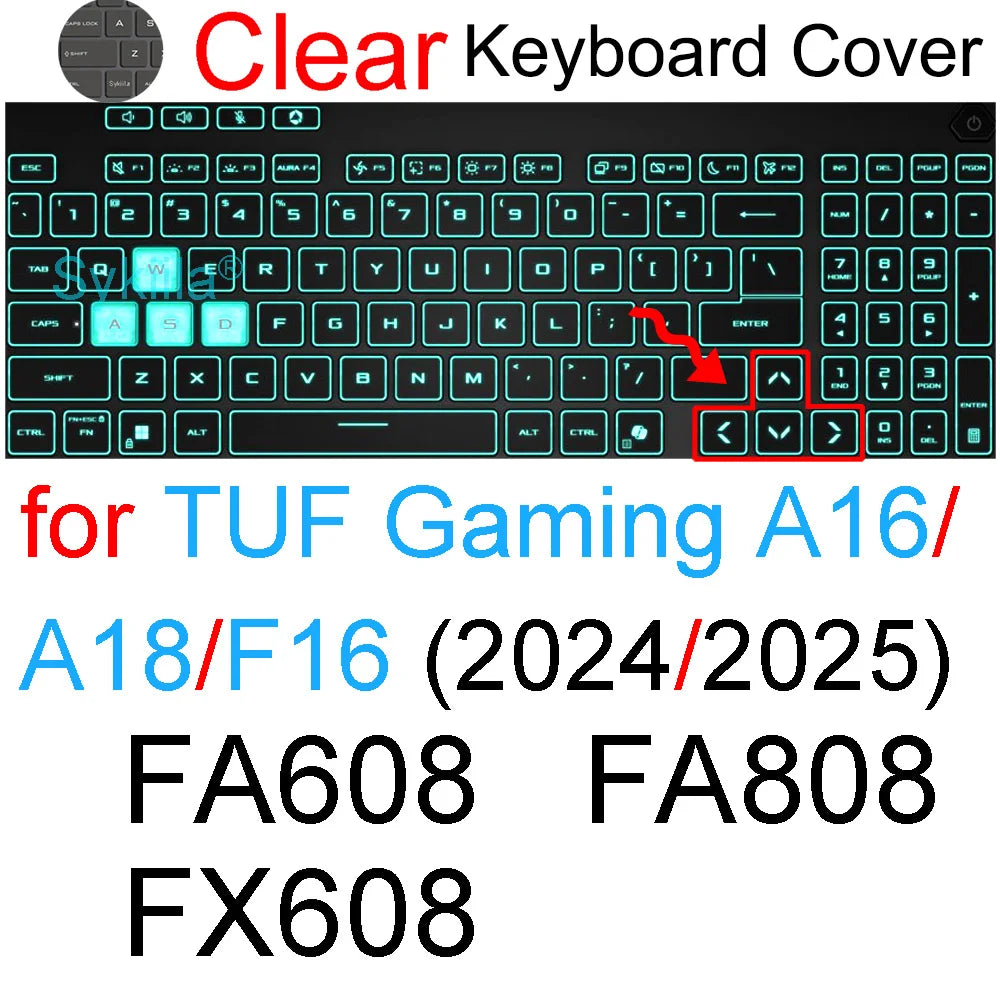 Keyboard Cover for ASUS TUF Gaming A15 A16 A17 A18 F15 F16 F17 FX507 FX607 FA608 FA808 FX608 Silicone Protector Skin Case 15 16