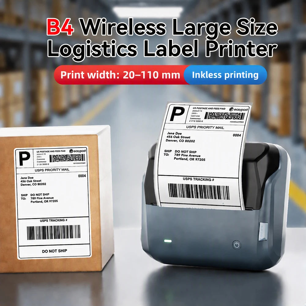 Niimbot B4 Thermal Label Printer Large Size 20-110mmm Print Width Label Sitcker Machine Shipping Label Business Office Use