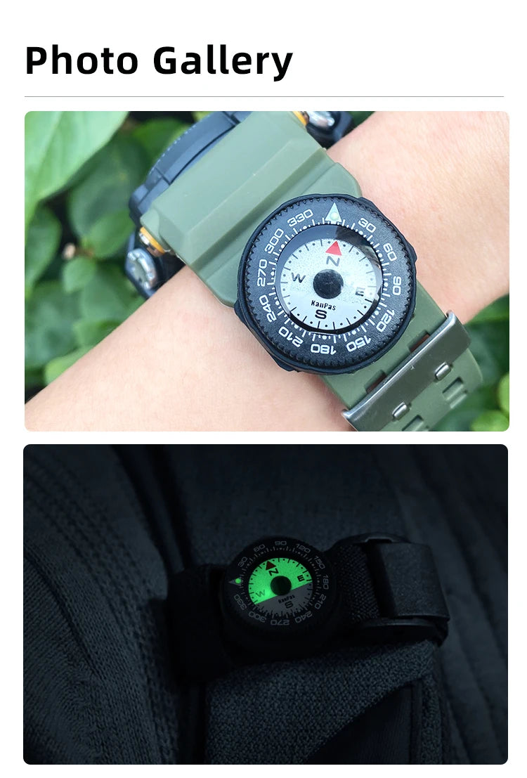 KanPas Mini Buttoncompass with Turnable Bezel/Watchband Compass /Powerful Luminous Compass/Silicone Base A-18-LH