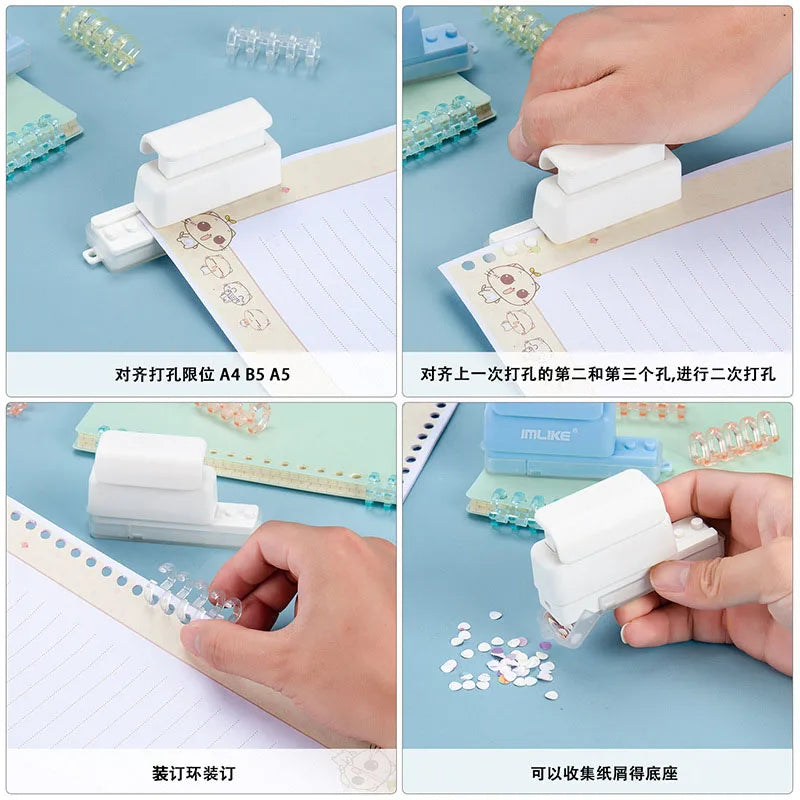 Mini 5 Holes Puncher A5 B5 A4 Loose Leaf Notebook Paper Puncher Tool Loose-leaf Binding Ring Student Office Stationery Supplies