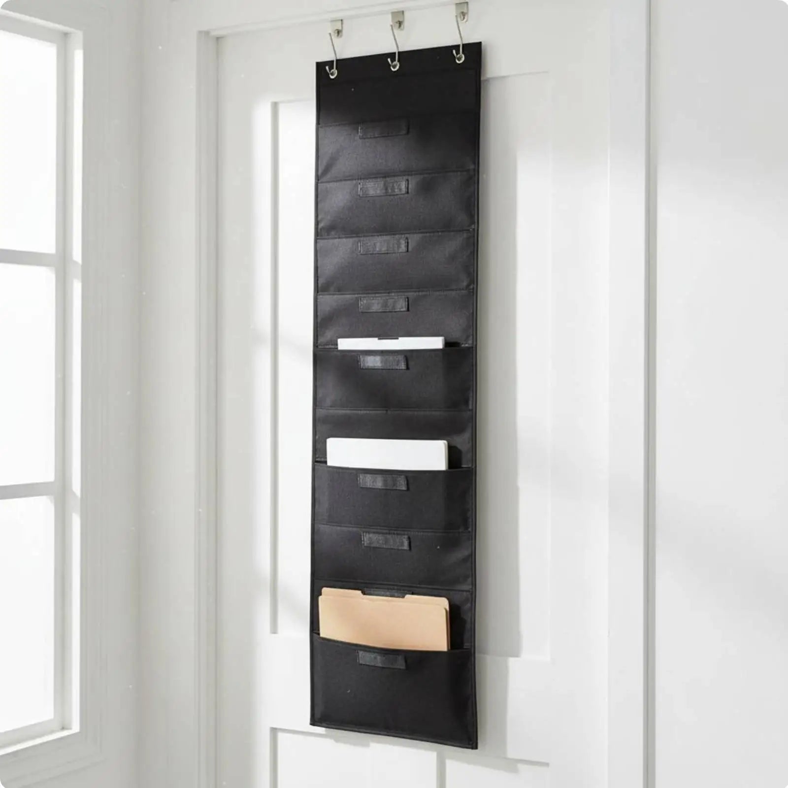 Wall Hanging Organizer Heavy Duty Labeled Hanging File Folder Organizer Document Folder Organizer for Office School Dorm Door