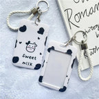 1Pc Solid Color Student Bus ID Card Protective Cover Keyring School Access Door Card Credit Card Holder Bag Set Key Chain