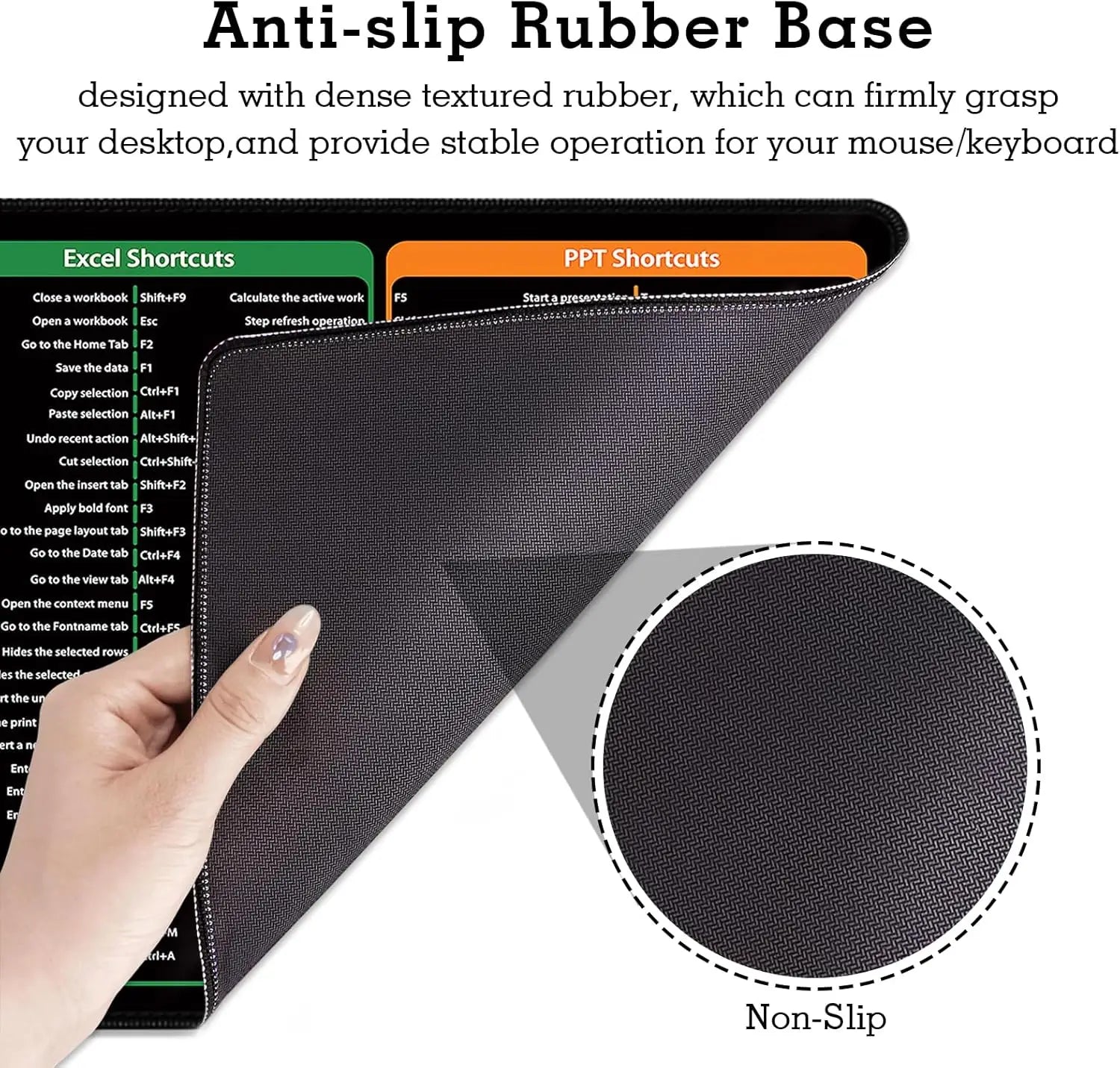 Spanish Excel/Word/Windows/PPT Cheat Sheet Mouse pad, Computer Keyboard Pad for Office Workers Students Office Desk Mat