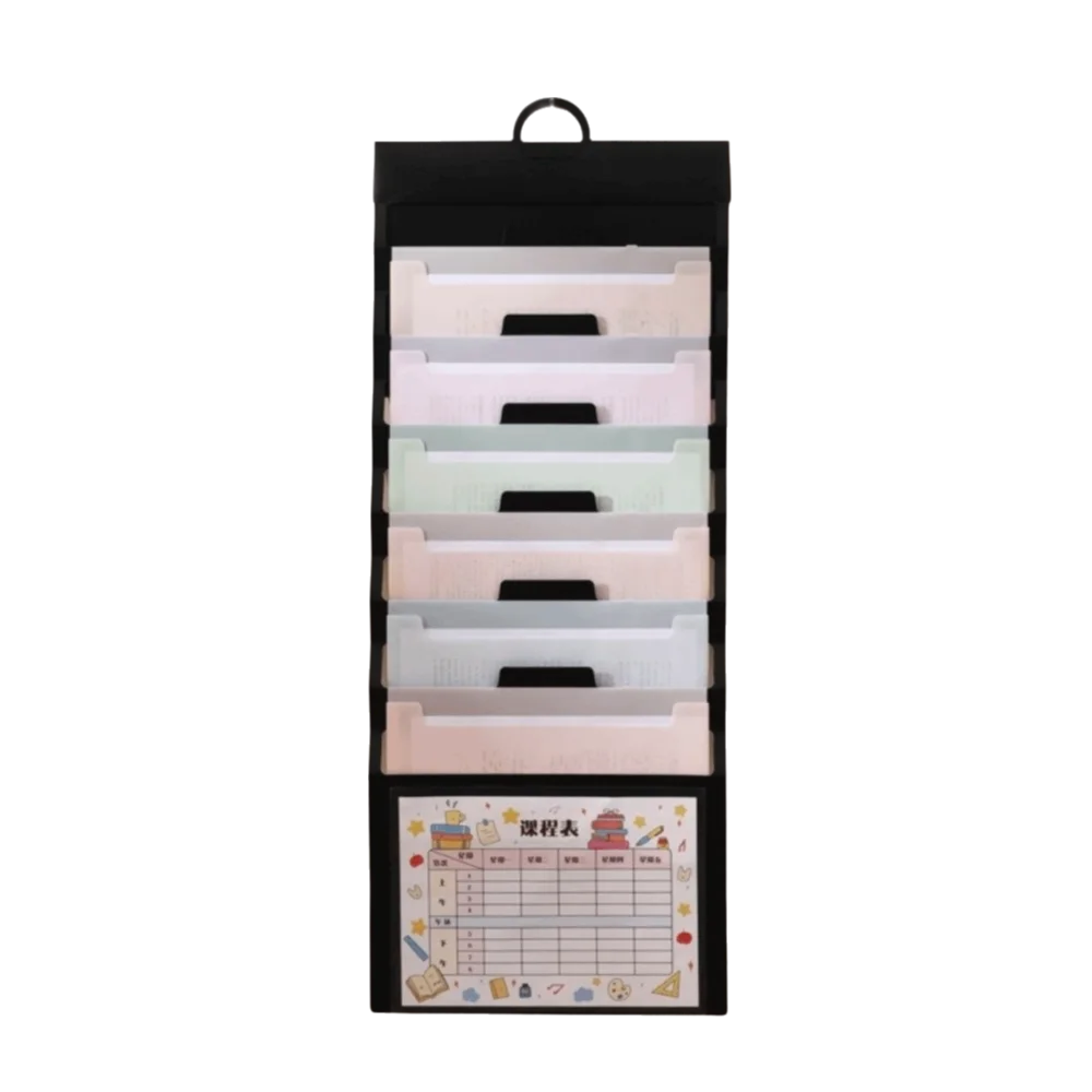 6 Pockets Hanging File Folders Wall Mounted Large Capacity Expandable Accordian Pockets Multi-color File Organizer Magazine