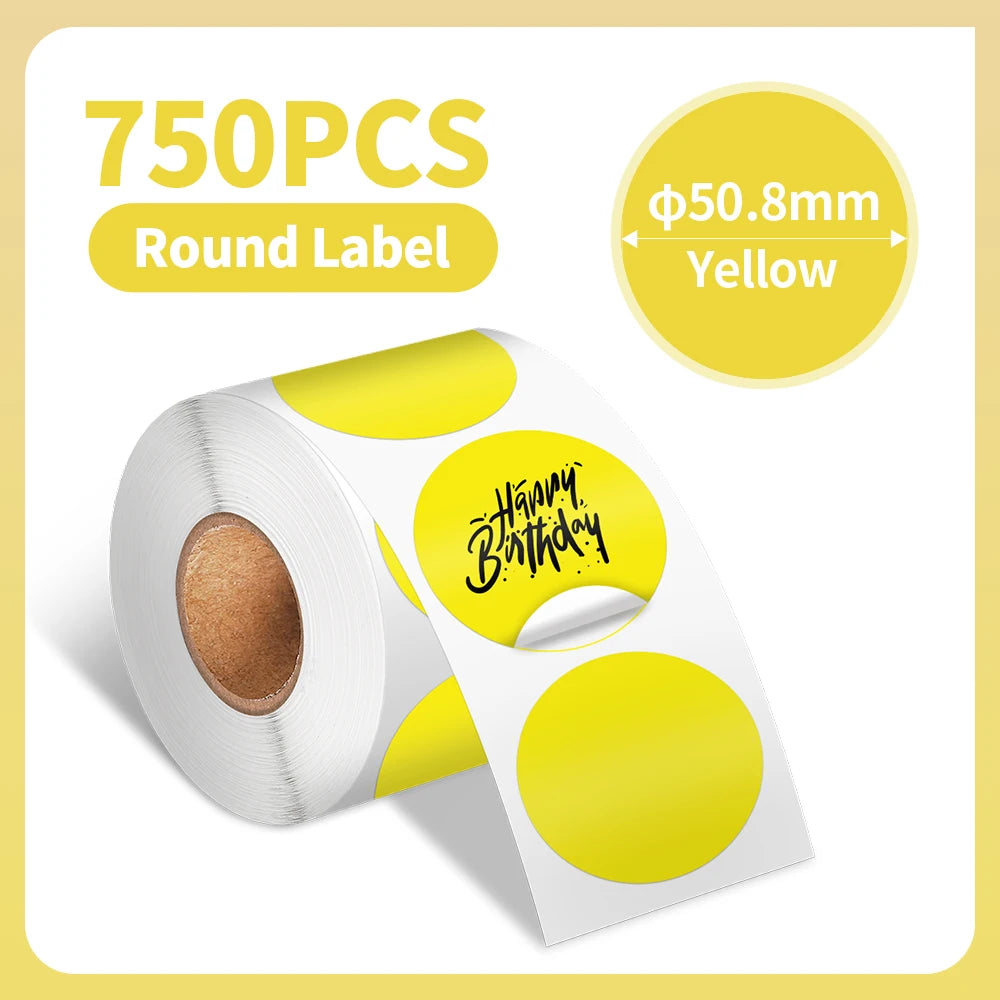 Thermal Label Paper round Sticker White Pure Color Shipping Label Waterproof for Phomemo PM241/PM246S/D520 Label Printer