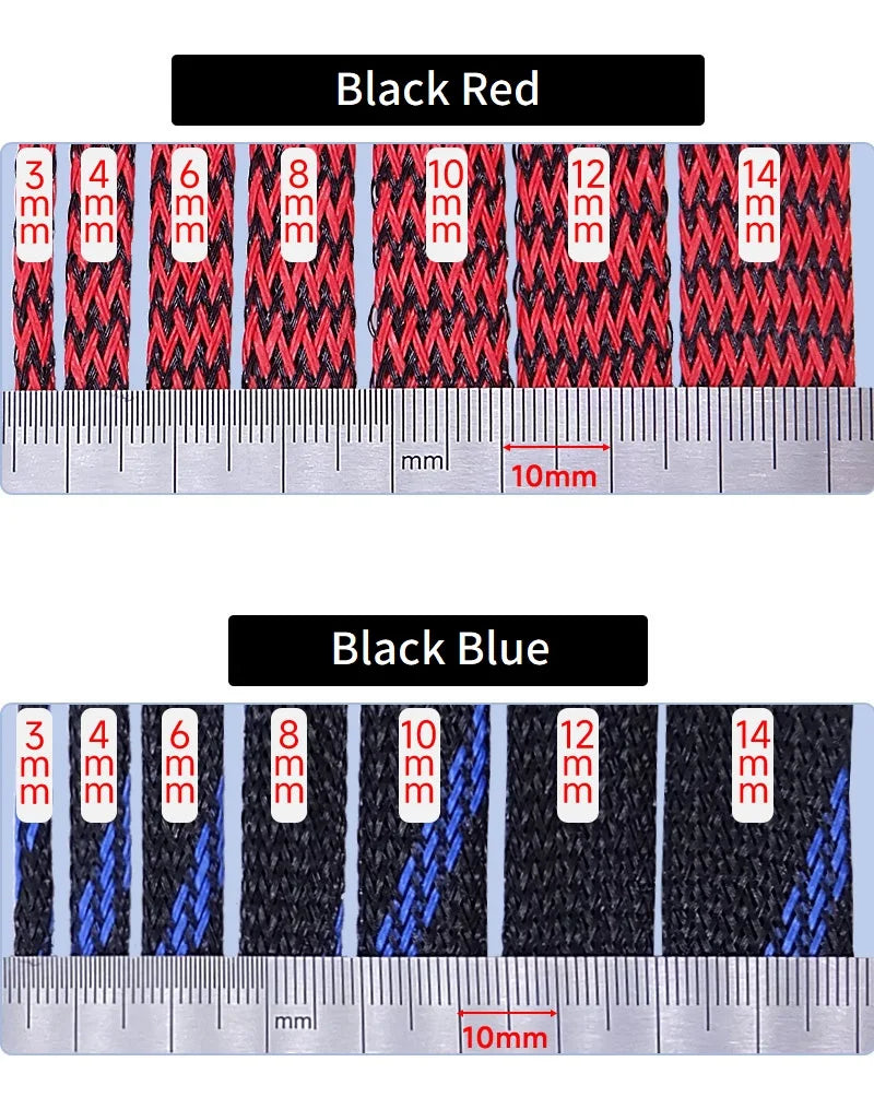 5/10M Braided Cable Sleeve 3mm 4mm 6mm 8mm 10mm 12mm 14mm PET Expandable Cover Insulation Nylon Sheath Wire Wrap Protection
