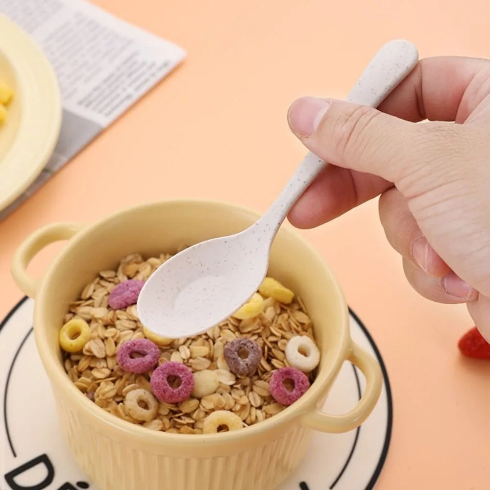New Plastic Cutlery Set With Storage Box Simplicity Fork And Chopsticks Set Portable Wheat Straw Tableware