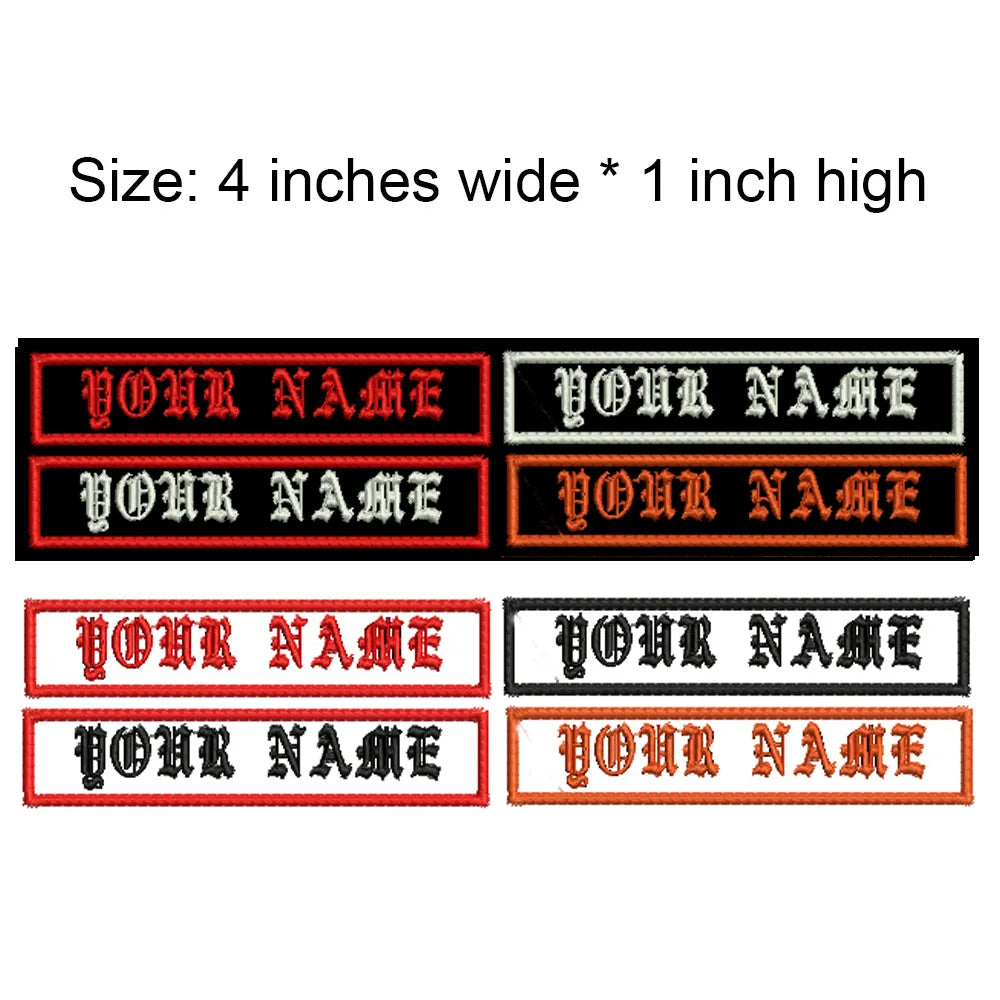 4 Inches Wide Old English Font Custom Name Small Tag Embroidery Patch Iron On Sew On Clothing For Left Chest 8 Colors Choose