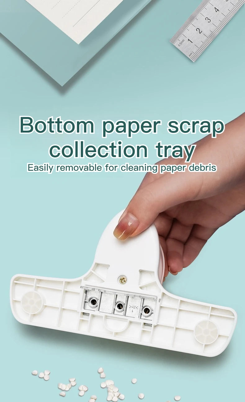 KW-TRIO Multi-Colored Loose-Leaf Hole Punch with 4mm Small Aperture Multi-Hole Punch with Ruler Design Portable Hole Punching