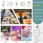 20pcs/Pac Flower Printed Paper Napkin Birthday Wedding Party Table Setting Paper Cafe Mouth Cloth Colourful Paper Placemat