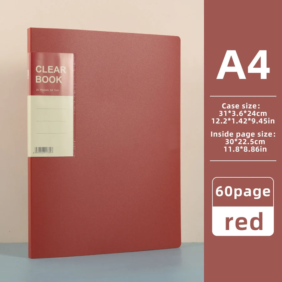 Hot Classic Style 20/30/40/60 Pages Thick Side-in Type Display Book Waterproof Large Specifications Test Paper Storage Folder
