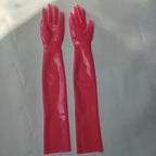 Free shipping !!! Hot Wrist seamless black / red latex opera long latex gloves fetish latex gloves