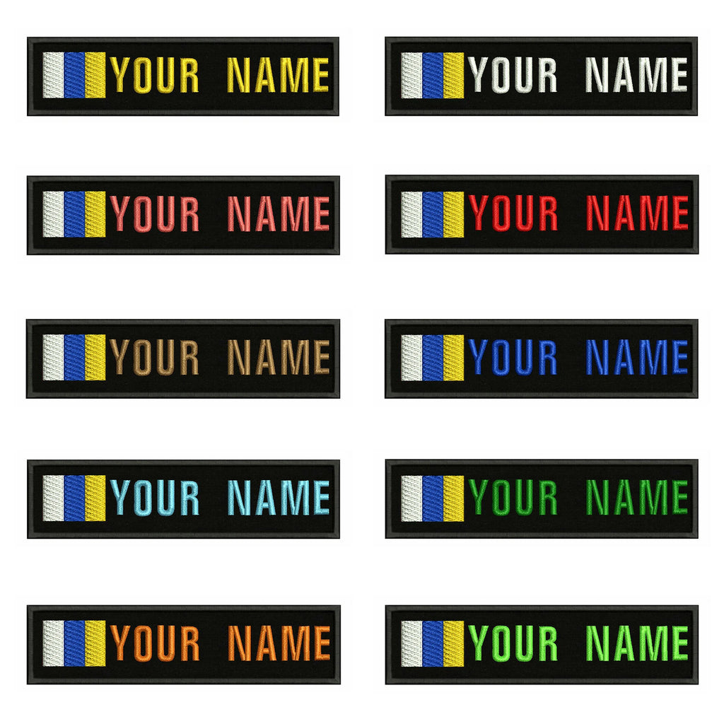 Canary Islands Flag 10X2.5cm Embroidery Custom Name Text Patch Stripes Badge Iron On Or  Patches