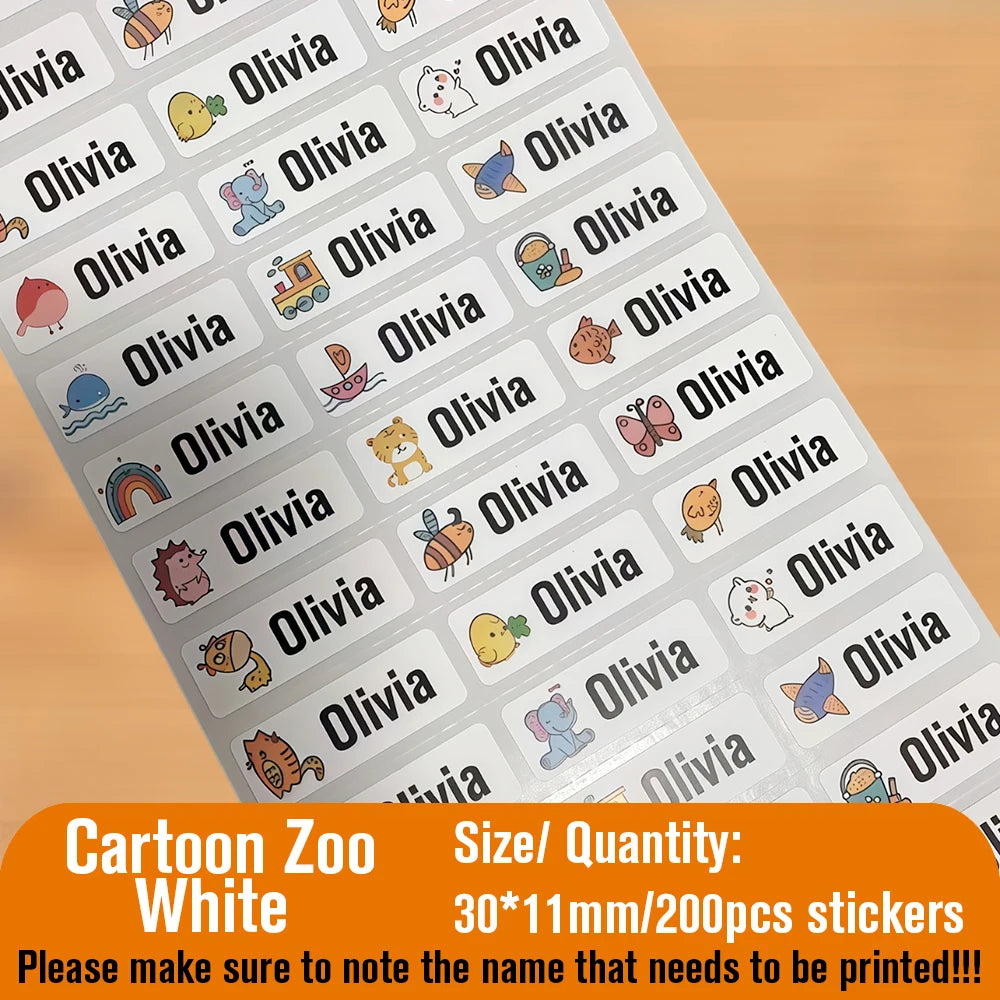 Custom Name Sticker Hebrew Waterproof Self-adhesive Baby Personalized Kids School Label Kindergarten Stationery Tag