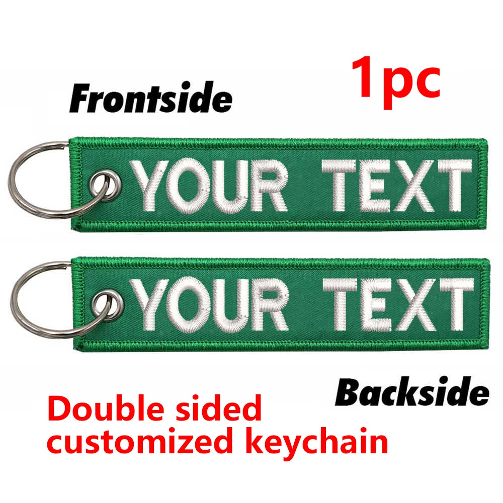 Custom Embroidered Keychain - Personalized Text Name Tag Keyring for Motorcycle, Car, Backpack, Luggage Travel Accessories