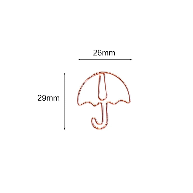 20pcs Umbrella Shape Paper Clip Creative Cute Bookmark Metal Color Cartoon Paper Clips For Planner Office Stationery
