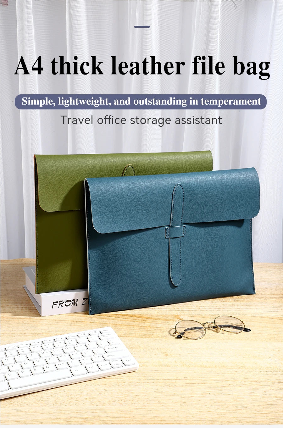 A4 Thick Leather Document Bag, A4 Folder,Business Information Bag, School And Office Supplies, Storage Bag Back To School