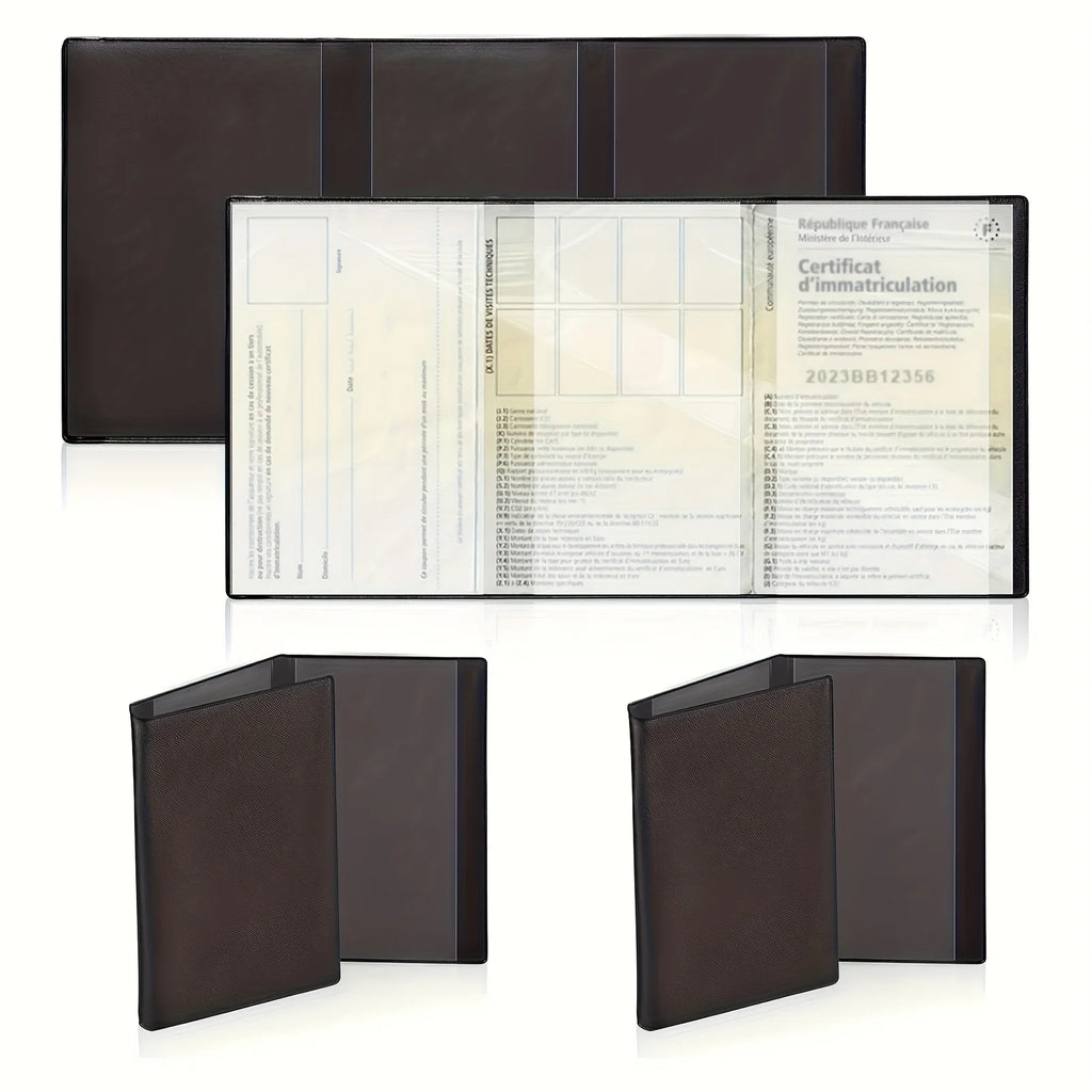 Lot of 1/2/3 Black Assurance Card Pouch - Certificate of Registration Protection Case Transparent Plastic Wallet for Documents