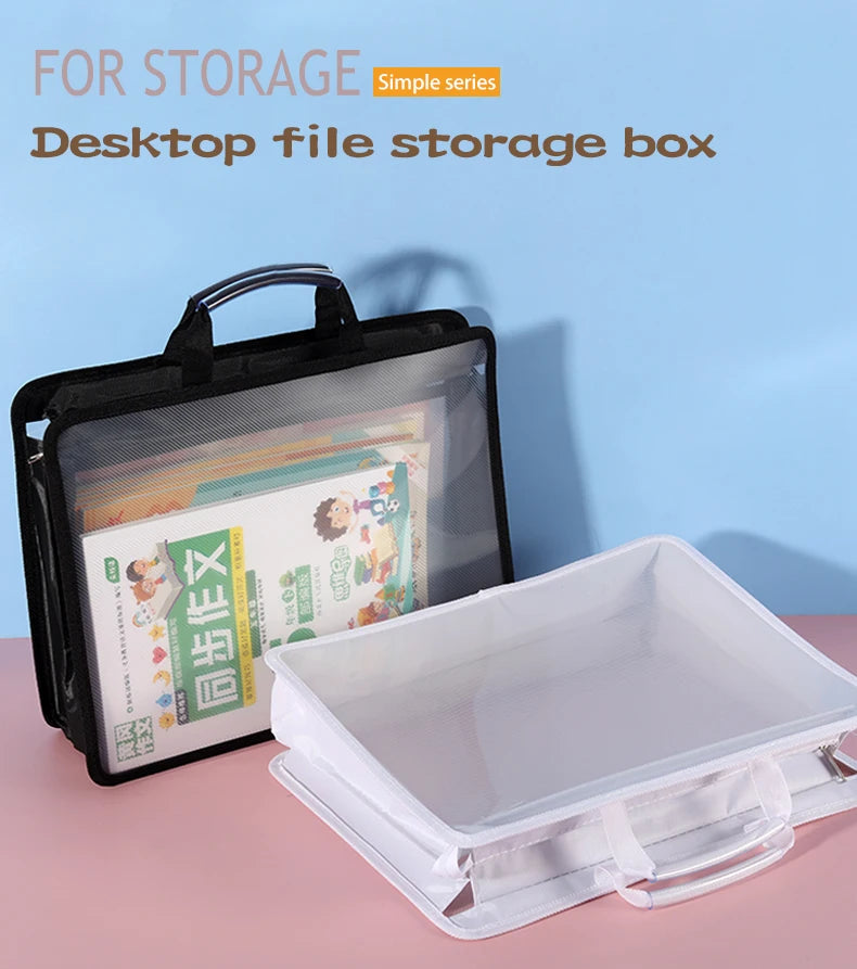 Transparent A4 Handbag Six Colors Large Capacity Waterproof Documents Students Business Portable Bag