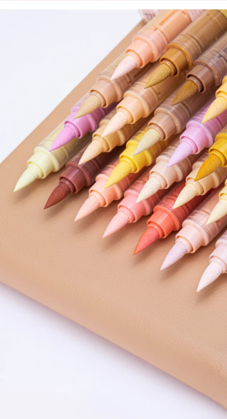 GuangNa 12-72 Colors Soft Brush Acrylic Marker Pen Set,Skin Tone, Macaron color,DIY Hand Drawn,Paint Art Markers pens,GN.8201F/M