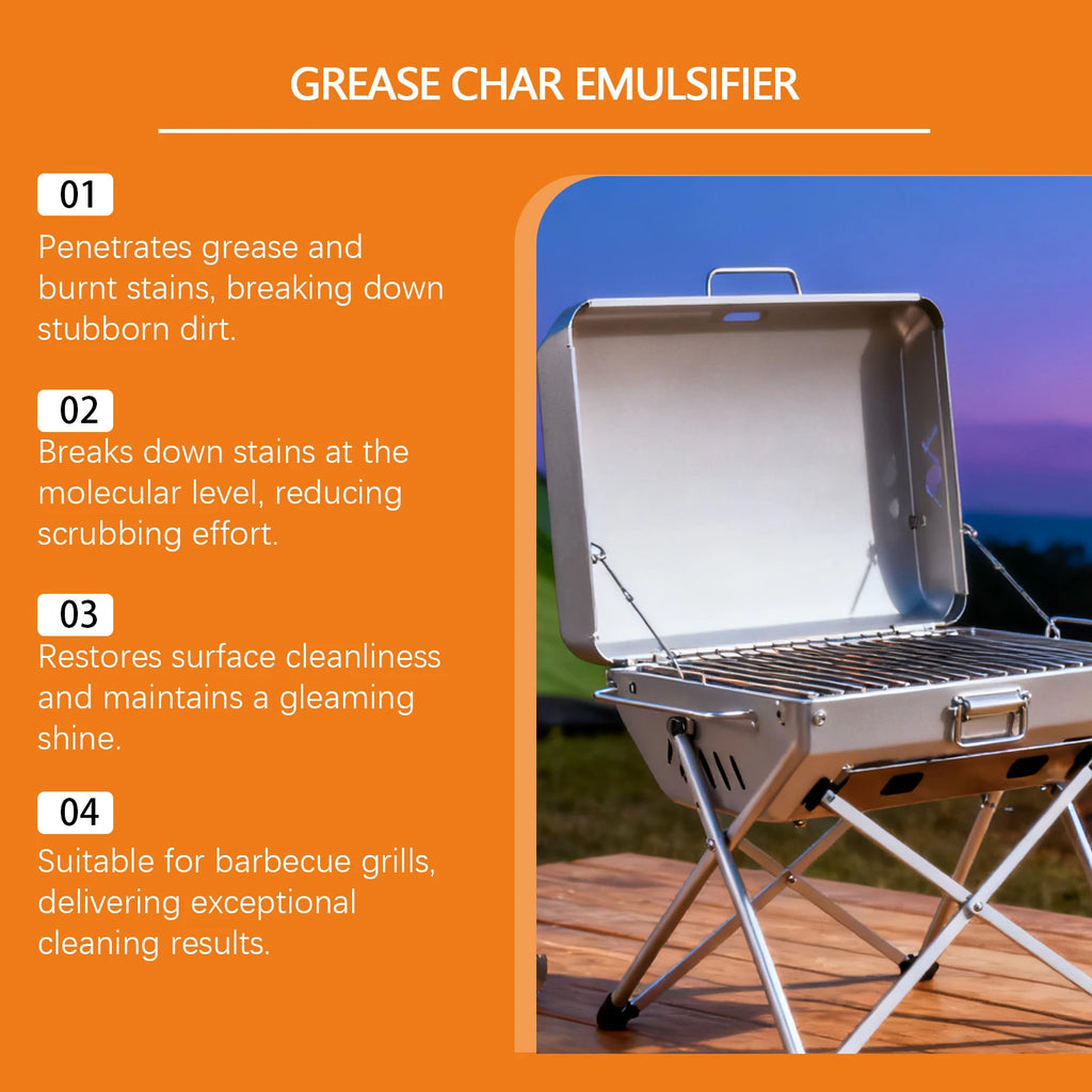 BBQ Grill Cleaner Spray Grease & Char Remover Spray for Grill Oven Pan Heavy Duty Degreaser for Outdoor & Kitchen Cleaning