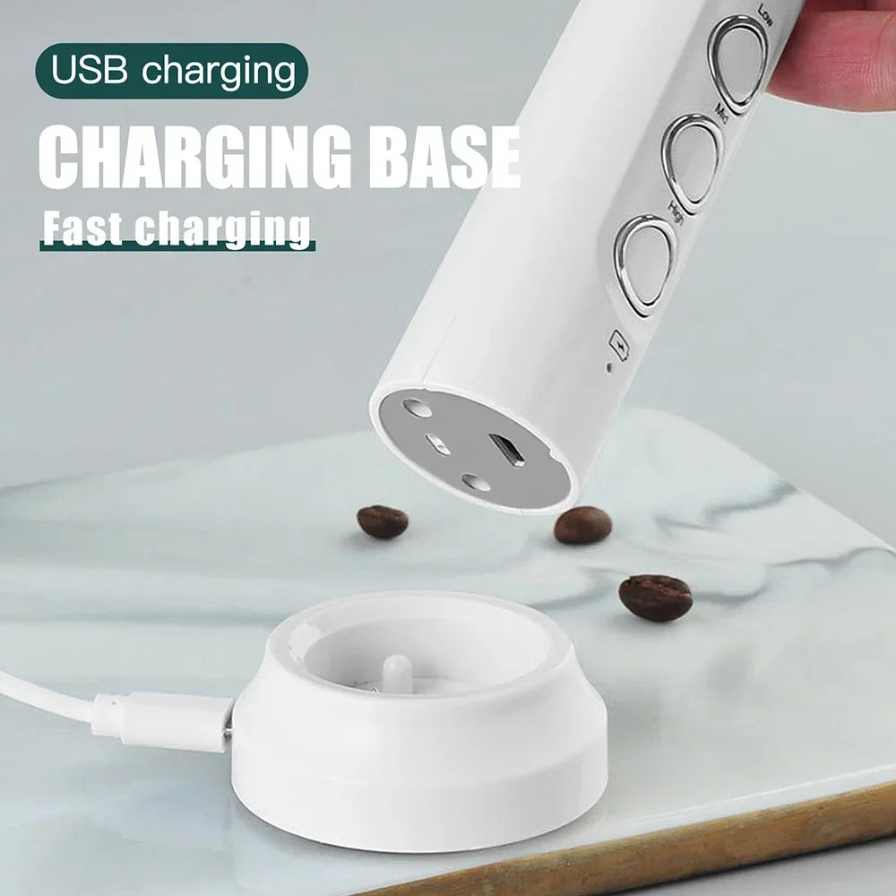 Handheld Electric Milk Frother USB Wireless Egg Beater Kitchen Mixer Coffee Whisk Blender Tool for Home Use