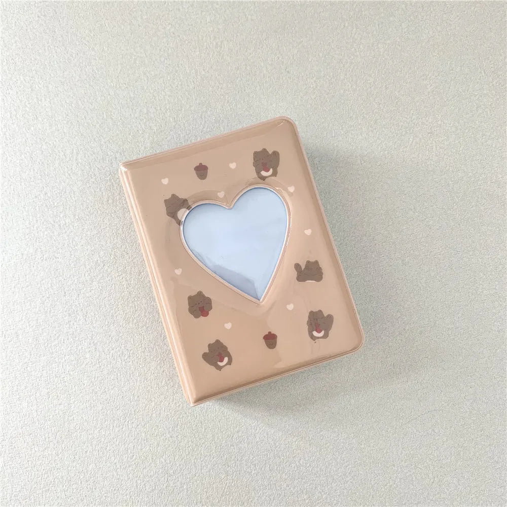 Cute Bear Photo Album 3 Inch Love Heart Hollow Picture Storage Case Kpop Card Binder Name Card Book Photocard Holder 36 Pockets