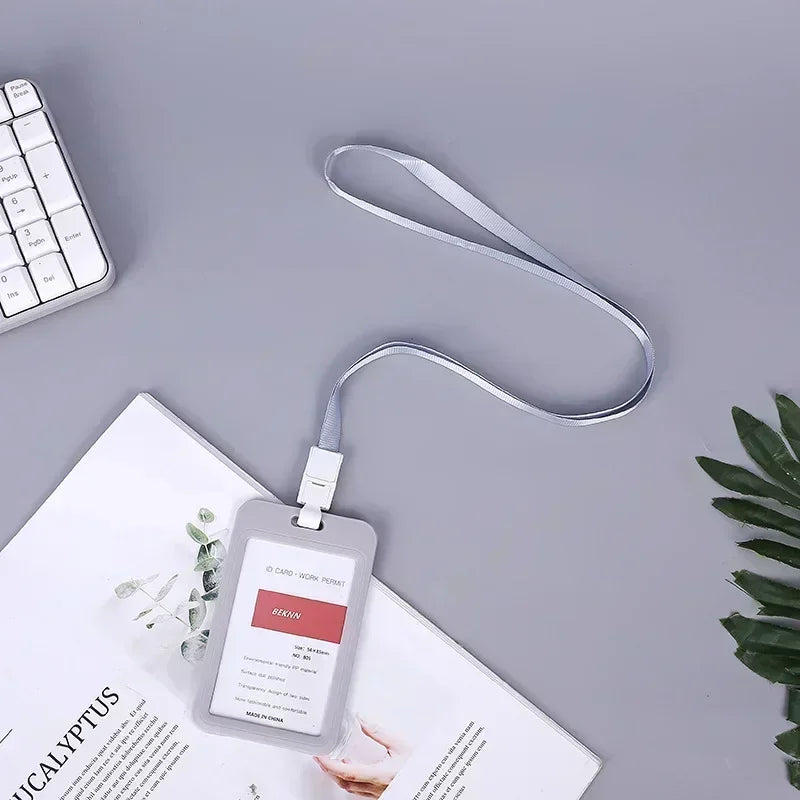 Lanyard Card Covers Women Men Work Permit Holder Credit Card Holder Neck Strap Students Kids Bus Cards Case ID Card Holder