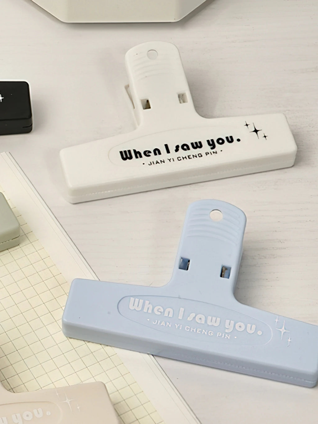1pcs When I Saw You White Paper Clip Large Binder Clips Diary Page Marker Office School Binding Tools Bag Accessories A7871
