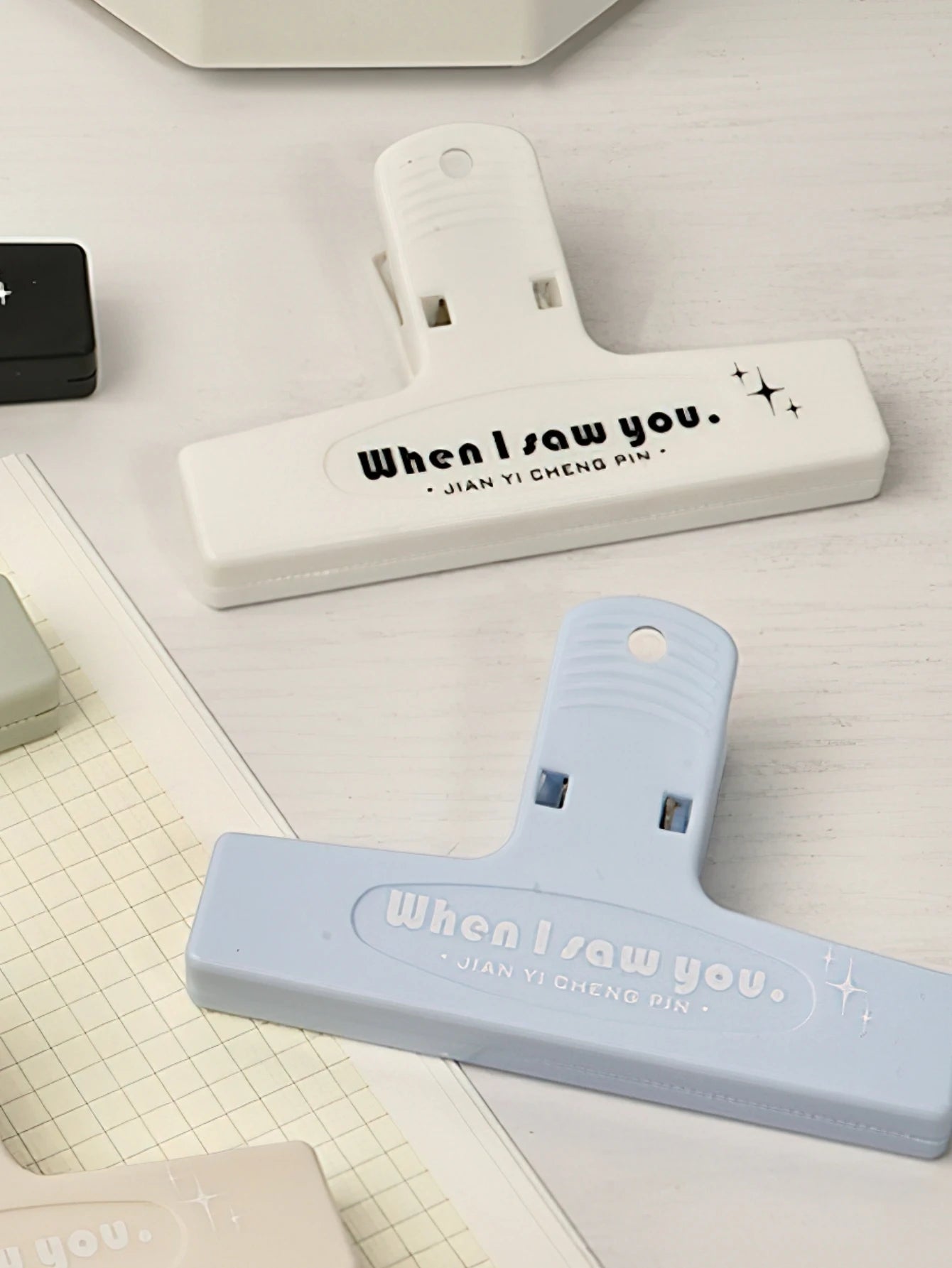 1pcs When I Saw You White Paper Clip Large Binder Clips Diary Page Marker Office School Binding Tools Bag Accessories A7871