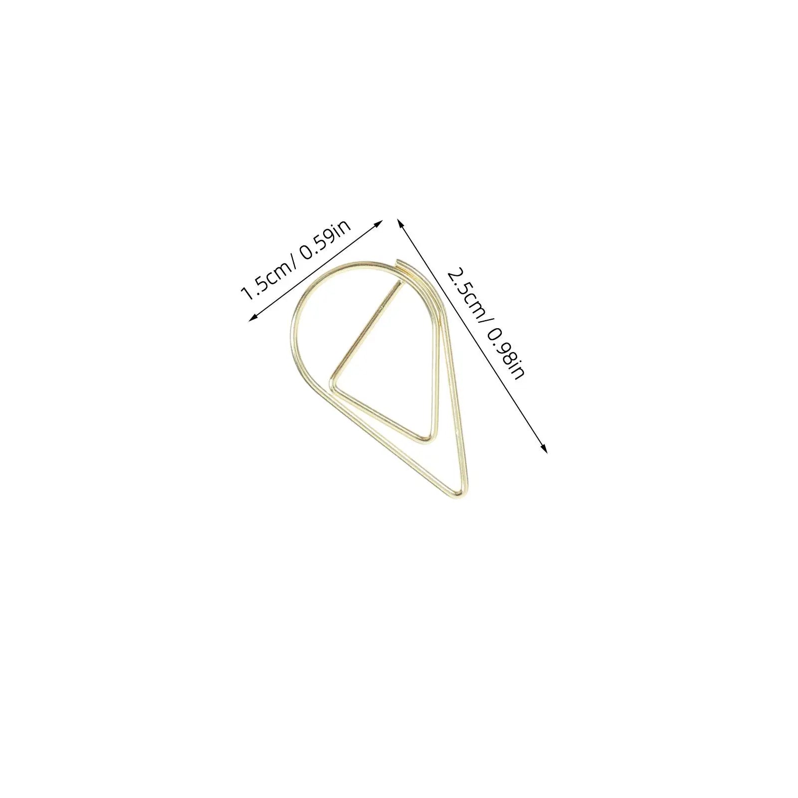 100pcs Waterdrop Paperclips Gold Metal Office Supplies Document File ganizer Teardrop Clips Paper Clamps For Files Binding