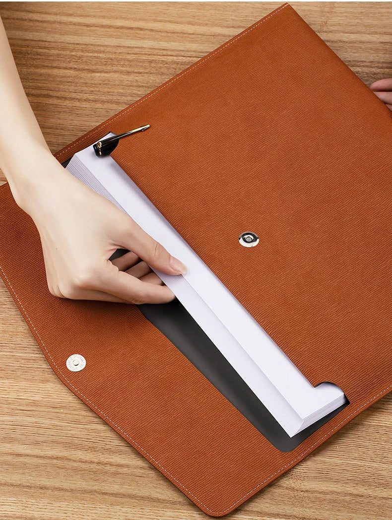 Faux Leather Document Bag, Business Information Bag, A4 Folder, School and Office Supplies, Storage Bag