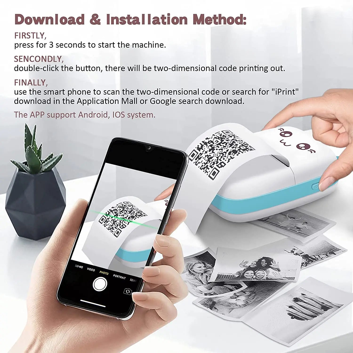 C9 mini HD printer portable sticker label Printer Bluetooth pocket thermal printer with paper for student note inkless printing