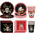 Pirate Party Paper Plate Cup Napkin Party Tableware Pirate Party Decor Pirate Ship Bone Dinnerware Supplies for Adult Kids Decor