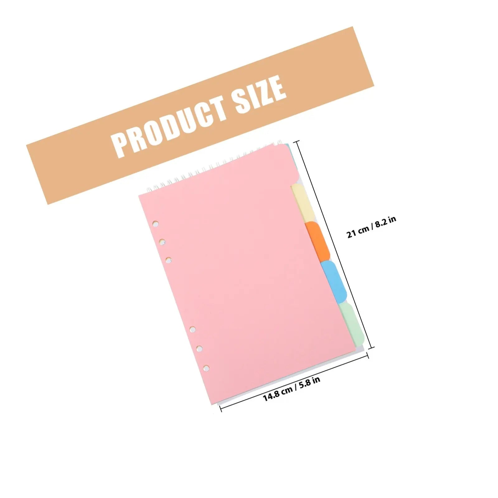 1Set A5 Index Divider Set 5 Color Tab Dividers for 6 Ring Binders Wide Tabs Secure Insertion Binder Sorting Planner Organizer