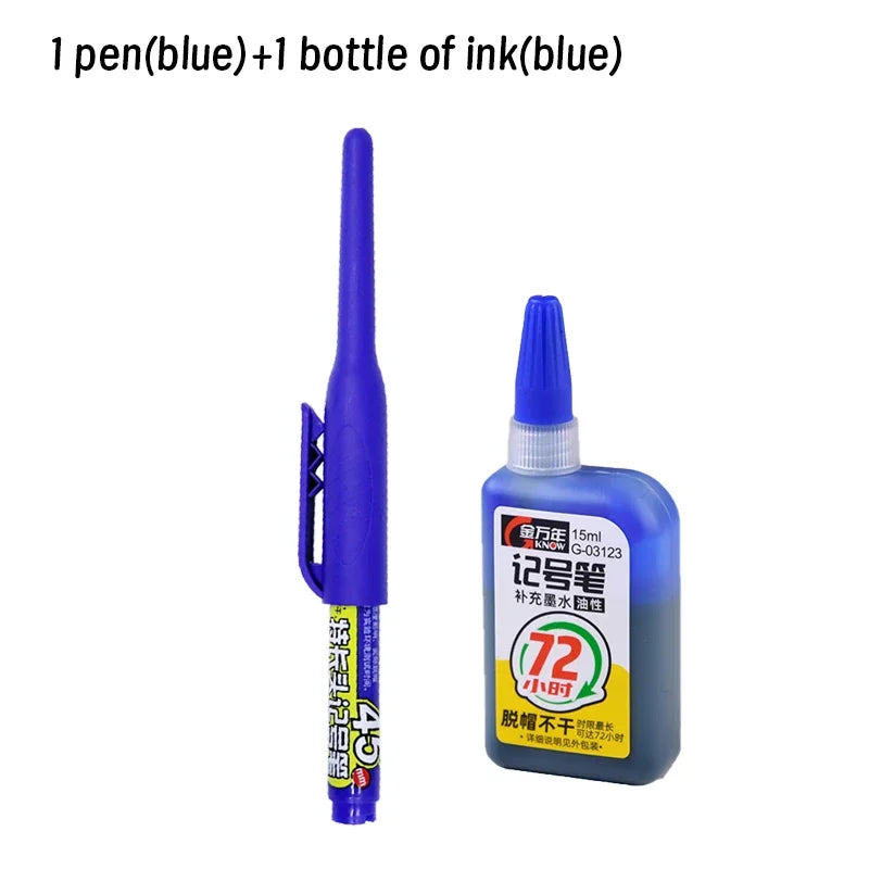 Lot 45mm Waterproof Long Head Nib Deep Hole Markers Pen Tile Carpenter Pen Multi-purpose for Woodworking Black/Blue/Red Ink
