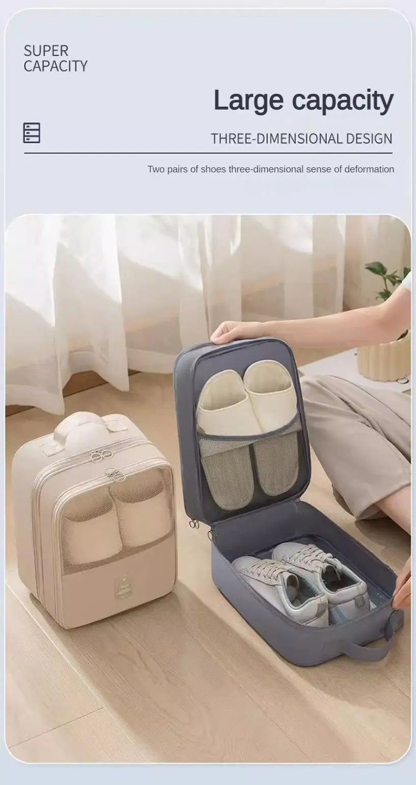 Travel Shoe Bag Storage Bag Washed Diagonal Breathable Mesh Multiple Pairs of Shoes Portable Shoe Box for Business Trips