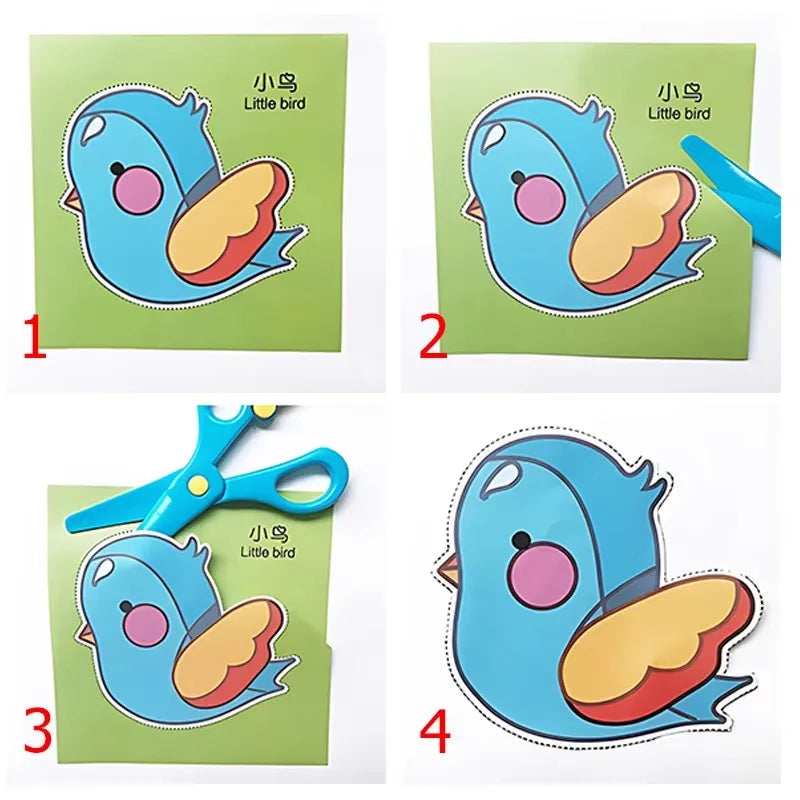 48/96pcs Paper-Cut Set Colored Paper Paper Cuttings Props Cartoon Pattern Paper Cutting Scissor Skills Activity Cutting Book TMZ