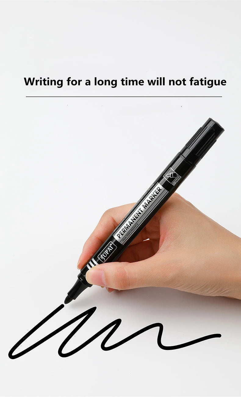 3/6Pcs/Set Permanent Marker Pen Fine Point Waterproof Ink Thin Nib Crude Nib Black Blue Red Ink 1.5mm Fine Color Marker Pens