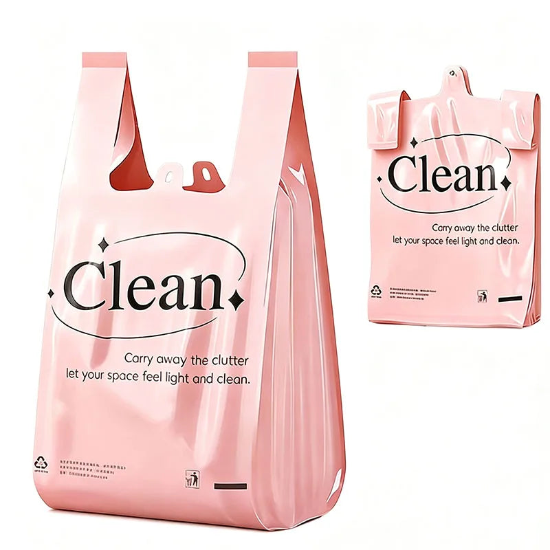 200pcs Heavy Duty Vest Trash Bags with Handles, Thick Disposable Plastic Garbage Bags for Home Bathroom & Kitchen