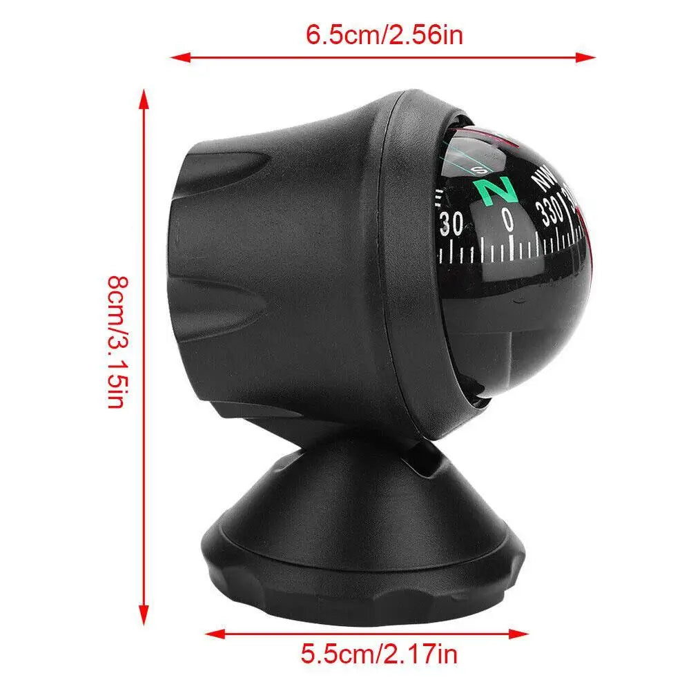High Quality 360 Degree Rotation Waterproof Vehicle Navigation Ball Shaped Car Compass with Suction Cup