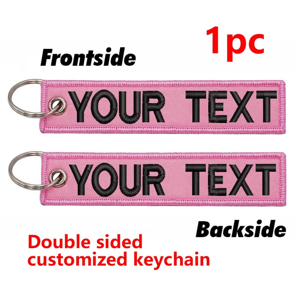 Custom Embroidered Keychain - Personalized Text Name Tag Keyring for Motorcycle, Car, Backpack, Luggage Travel Accessories