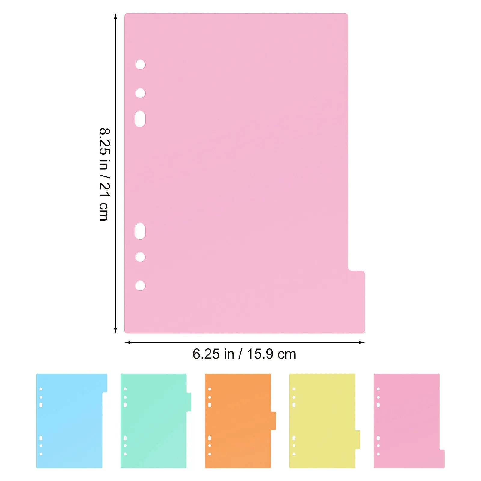 10Pcs Smooth Thick PP Plastic Dividers with Label Tabs for A5 6-Ring Binder Translucent Design Indexing Subject Separation